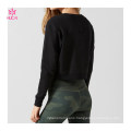 Pullover Crop Top Cross Bottom Sweatshirt